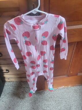 Carter's Pink Strawberry Print Footed One-Piece